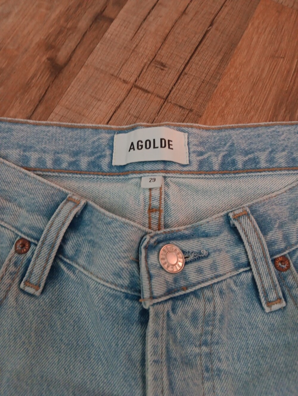 Agolde Light Blue High-Rise Denim Bermuda Shorts - Picture 3 of 6